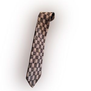 😎 Picone gold/black patterned 100% silk tie made in USA